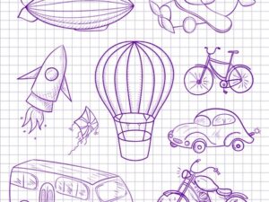33704776-sketches-medios-de-transporte-dibujado-en-la-hoja-del-cuaderno-ilustración-vectorial